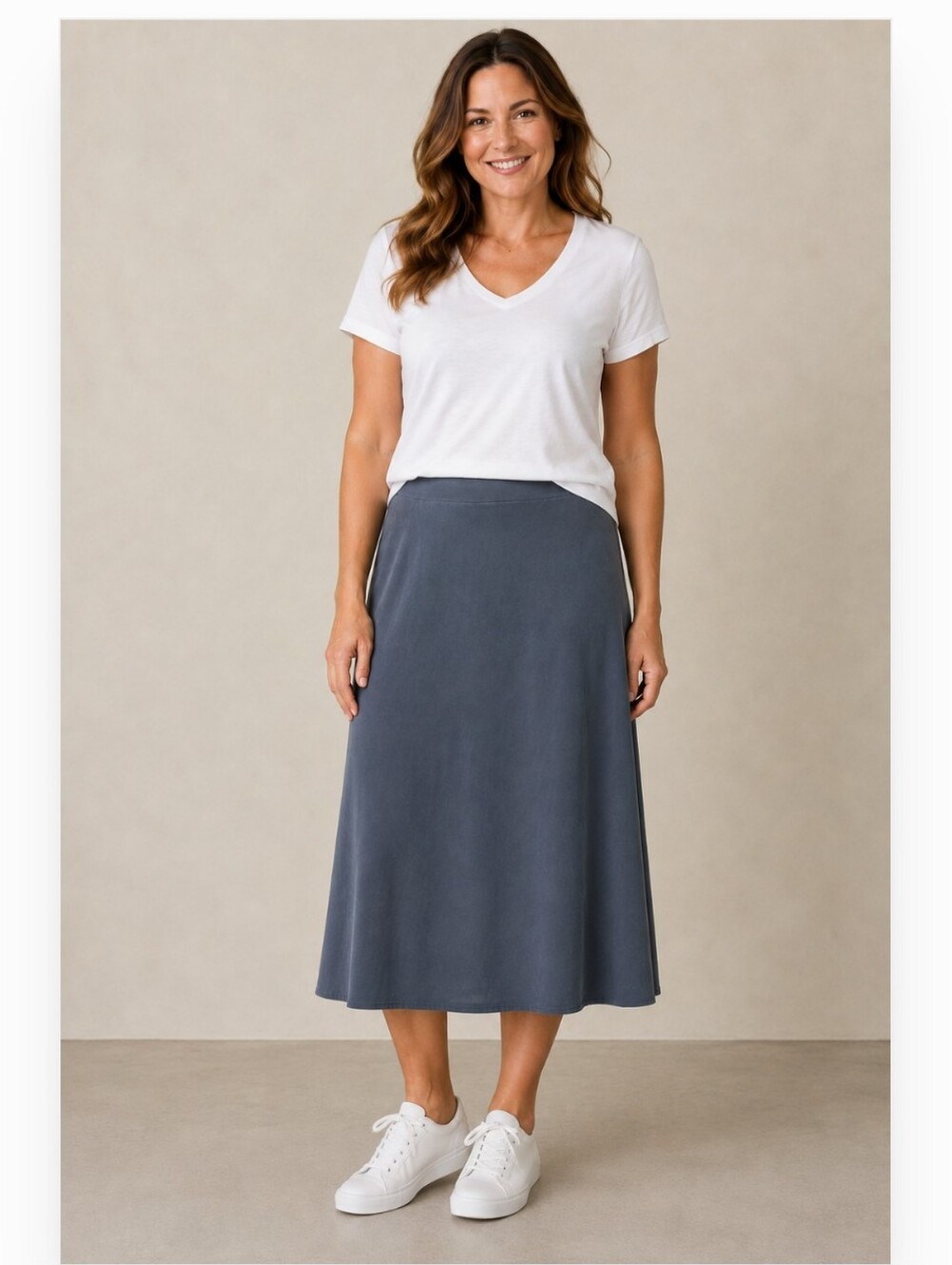 Liz Claiborne Lizsport A-line Midi Skirt, Slate Blue. New
